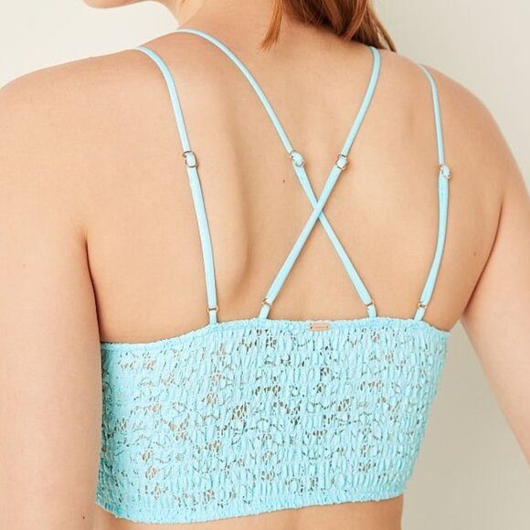 NWOT PINK Victoria's Secret Lace Longline Bralette in Kelly Green, L - Picture 2 of 14